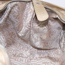 Salvatore Ferragamo Gancini Hand Bag Leather Gold Silver Auth 140914-20