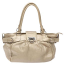 Salvatore Ferragamo Gancini Hand Bag Leather Gold Silver Auth 140914-13