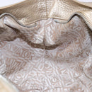 Salvatore Ferragamo Gancini Hand Bag Leather Gold Silver Auth 140914-21