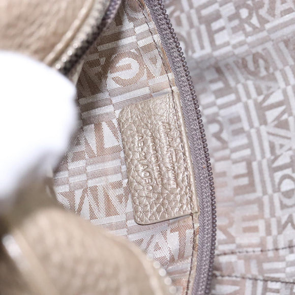 Salvatore Ferragamo Gancini Hand Bag Leather Gold Silver Auth 140914