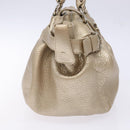 Salvatore Ferragamo Gancini Hand Bag Leather Gold Silver Auth 140914-3