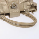 Salvatore Ferragamo Gancini Hand Bag Leather Gold Silver Auth 140914-7