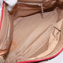 BURBERRY Nova Check Hand Bag Canvas Beige Red gold Auth 140919-12