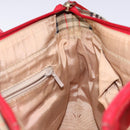 BURBERRY Nova Check Hand Bag Canvas Beige Red gold Auth 140919-18