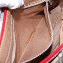 BURBERRY Nova Check Hand Bag Canvas Beige Red gold Auth 140919-20