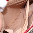 BURBERRY Nova Check Hand Bag Canvas Beige Red gold Auth 140919-21