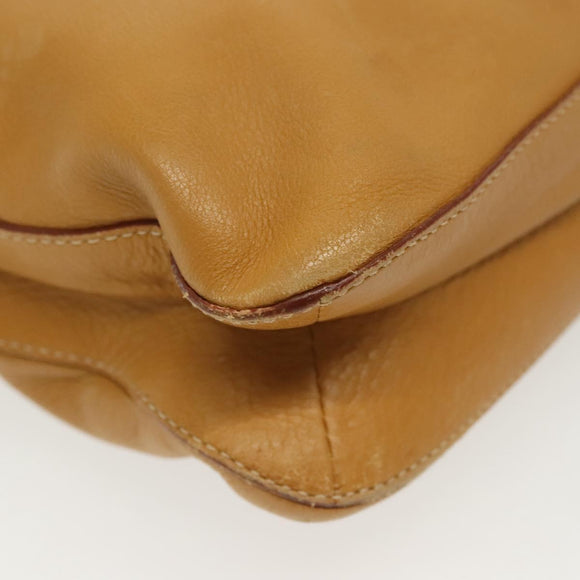 PRADA Shoulder Bag Leather Beige Silver Auth 140921