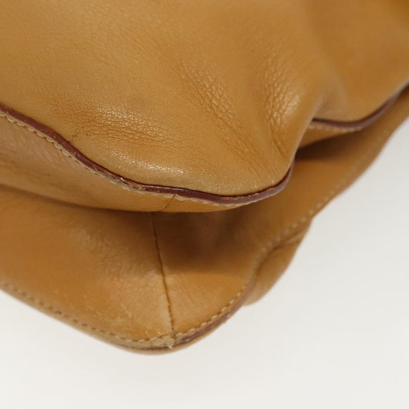 PRADA Shoulder Bag Leather Beige Silver Auth 140921