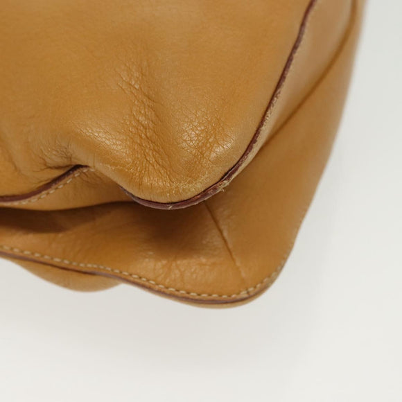 PRADA Shoulder Bag Leather Beige Silver Auth 140921