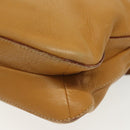 PRADA Shoulder Bag Leather Beige Silver Auth 140921-15