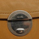 PRADA Shoulder Bag Leather Beige Silver Auth 140921-16