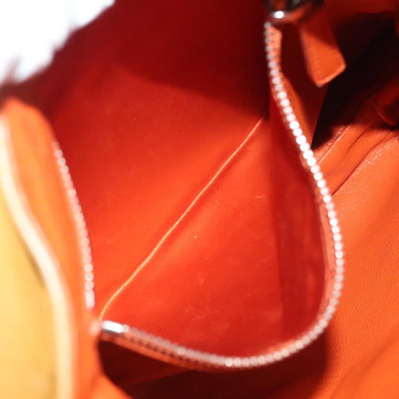 PRADA Shoulder Bag Leather Beige Silver Auth 140921