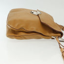 PRADA Shoulder Bag Leather Beige Silver Auth 140921-3