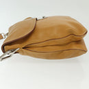 PRADA Shoulder Bag Leather Beige Silver Auth 140921-4