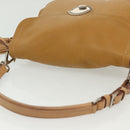 PRADA Shoulder Bag Leather Beige Silver Auth 140921-6