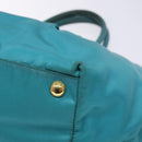 PRADA Hand Bag Nylon Turquoise Blue Gold Auth 140922-9