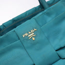 PRADA Hand Bag Nylon Turquoise Blue Gold Auth 140922-17