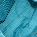 PRADA Hand Bag Nylon Turquoise Blue Gold Auth 140922-10