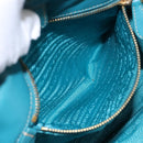 PRADA Hand Bag Nylon Turquoise Blue Gold Auth 140922-21