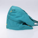 PRADA Hand Bag Nylon Turquoise Blue Gold Auth 140922-3