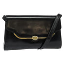 GUCCI Shoulder Bag Leather Black Gold Auth 140948-1