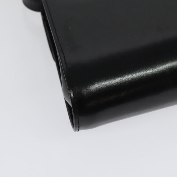 GUCCI Shoulder Bag Leather Black Gold Auth 140948