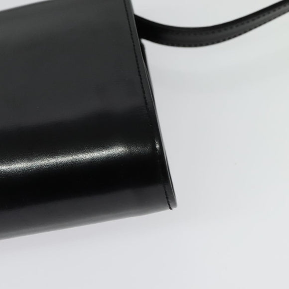 GUCCI Shoulder Bag Leather Black Gold Auth 140948