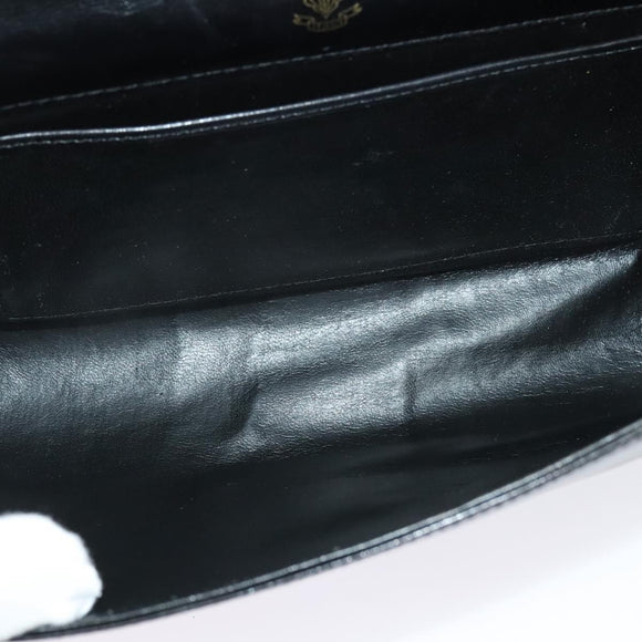 GUCCI Shoulder Bag Leather Black Gold Auth 140948