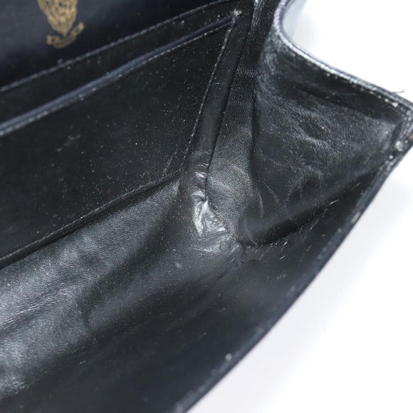 GUCCI Shoulder Bag Leather Black Gold Auth 140948