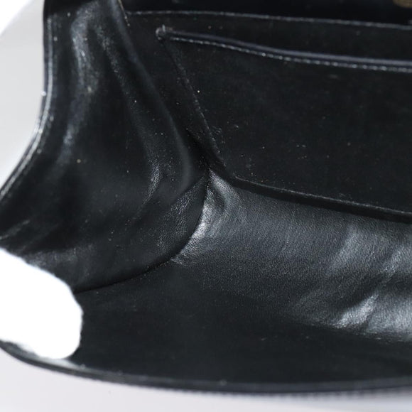 GUCCI Shoulder Bag Leather Black Gold Auth 140948