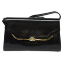 GUCCI Shoulder Bag Leather Black Gold Auth 140948-13