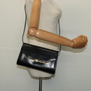 GUCCI Shoulder Bag Leather Black Gold Auth 140948-21