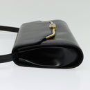 GUCCI Shoulder Bag Leather Black Gold Auth 140948-3