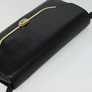 GUCCI Shoulder Bag Leather Black Gold Auth 140948-6