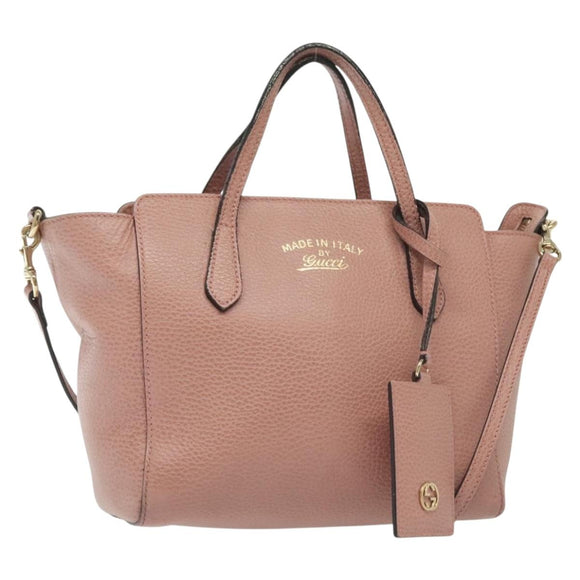 GUCCI Hand Bag Leather 2way Pink Gold 368827 Auth 140949
