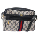 GUCCI GG Supreme Sherry Line Shoulder Bag PVC Navy Gold 378 02 004 Auth 140950-1