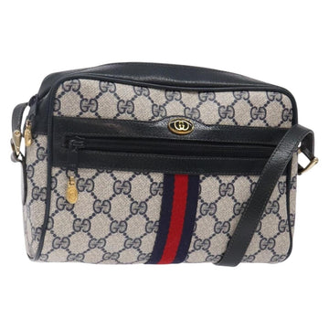 GUCCI GG Supreme Sherry Line Shoulder Bag PVC Navy Gold 378 02 004 Auth 140950
