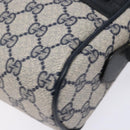 GUCCI GG Supreme Sherry Line Shoulder Bag PVC Navy Gold 378 02 004 Auth 140950-14