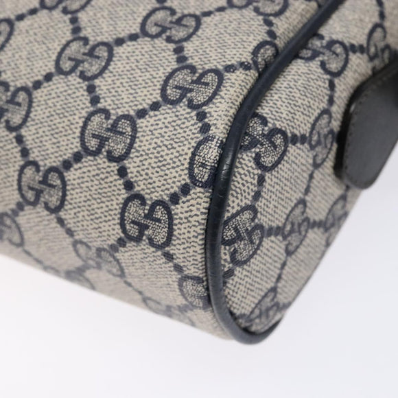 GUCCI GG Supreme Sherry Line Shoulder Bag PVC Navy Gold 378 02 004 Auth 140950