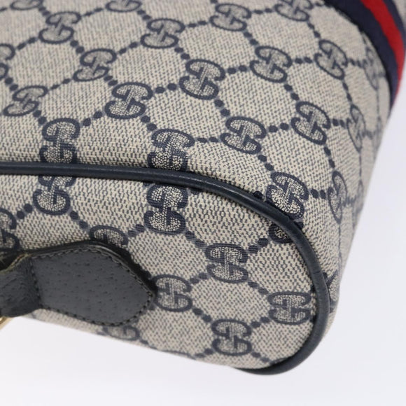 GUCCI GG Supreme Sherry Line Shoulder Bag PVC Navy Gold 378 02 004 Auth 140950