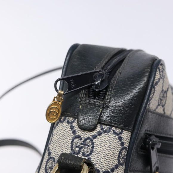 GUCCI GG Supreme Sherry Line Shoulder Bag PVC Navy Gold 378 02 004 Auth 140950