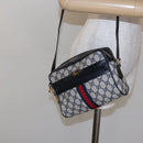 GUCCI GG Supreme Sherry Line Shoulder Bag PVC Navy Gold 378 02 004 Auth 140950-22