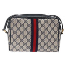GUCCI GG Supreme Sherry Line Shoulder Bag PVC Navy Gold 378 02 004 Auth 140950-2