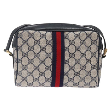 GUCCI GG Supreme Sherry Line Shoulder Bag PVC Navy Gold 378 02 004 Auth 140950 - 0