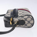GUCCI GG Supreme Sherry Line Shoulder Bag PVC Navy Gold 378 02 004 Auth 140950-4