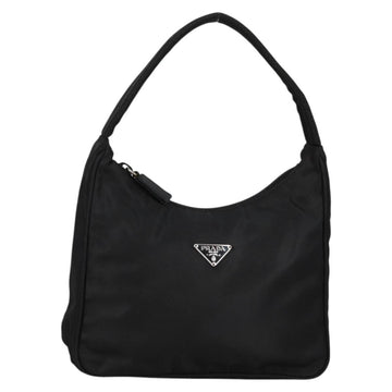 PRADA Hand Bag Nylon Black Silver Auth 140951V