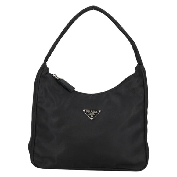 PRADA Hand Bag Nylon Black Silver Auth 140951V