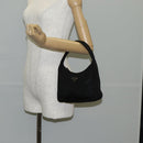 PRADA Hand Bag Nylon Black Silver Auth 140951V-21