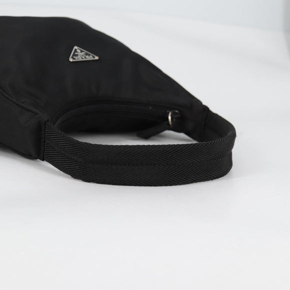 PRADA Hand Bag Nylon Black Silver Auth 140951V