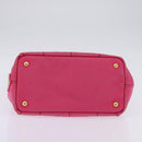 PRADA Canapa PM Hand Bag Canvas 2way Pink Gold Auth 140952-5
